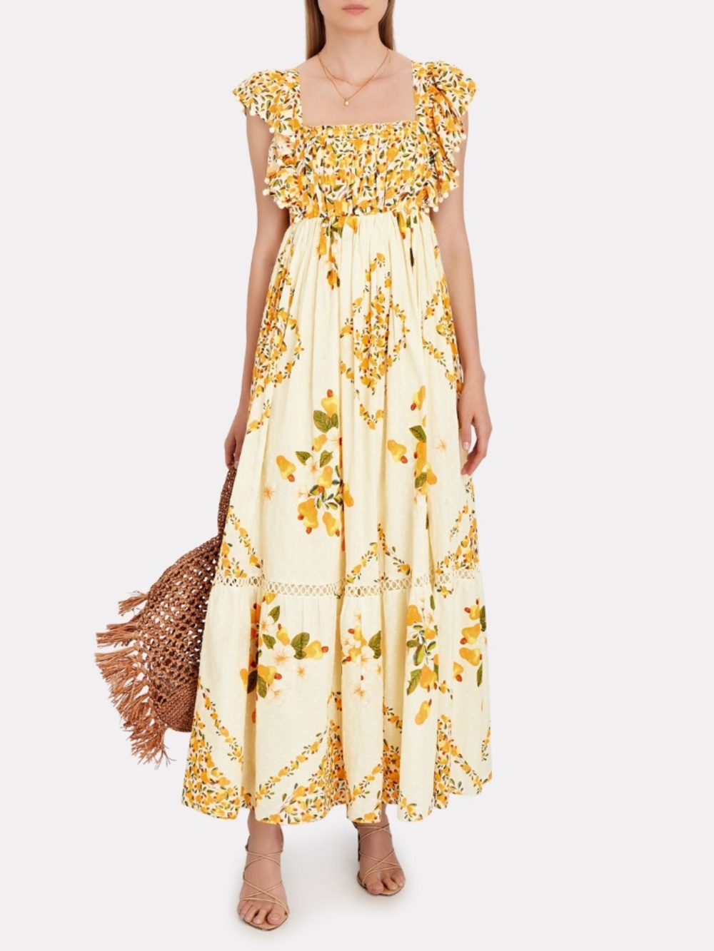 NEW Farm Rio Off White Cashew Crossed Back Dress Mix Print Small